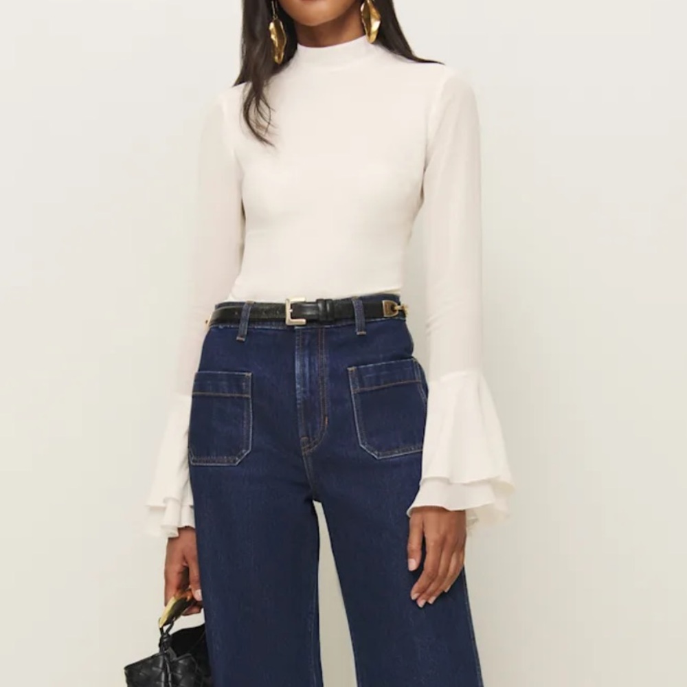 Reformation Roxana Top Ivory - Size 6